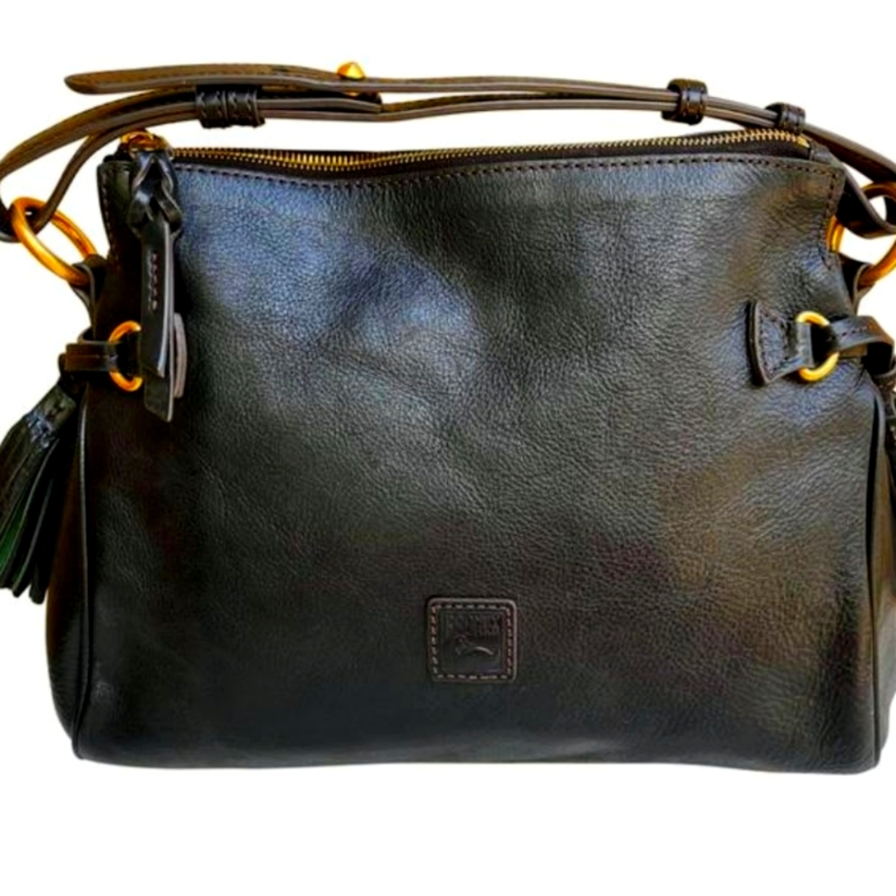 Dooney & Bourke Florentine Leather Zip Hobo In Black